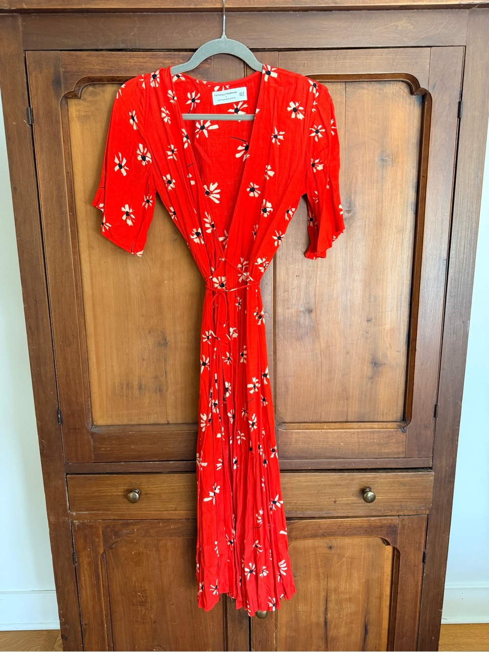 Faithfull the Brand Red Floral Wrap Dress